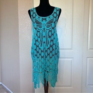 Crochet Open Weave Swimsuit Coverup‎ Dress